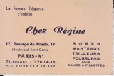 Carte de vizita Chez Regine