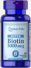 Biotina 5000 mcg, 60 capsule, tratament cadere par foto