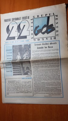 ziarul &amp;quot; 22 &amp;quot; 1 iunie 1990-scrisoare deschisa adresata lui ion iliescu foto