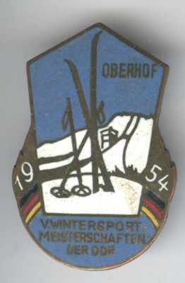 1954 OBERHOF - SKI - Insigna Sport de Iarna - email, superba, DDR foto