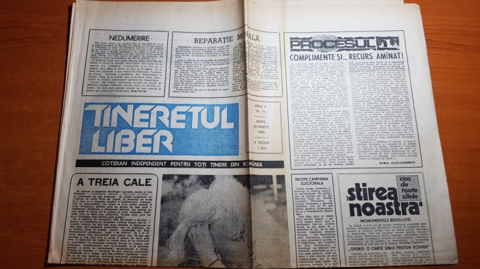 ziarul tineretul liber 20 martie 1990-articolul &quot; foc ! arde epoca de aur &quot;