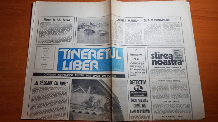 ziarul tineretul liber 16 august 1990-adrian nastase ministru afacerilor externe