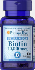 Biotina 10000 mcg, 100 tablete, tratament cadere par foto