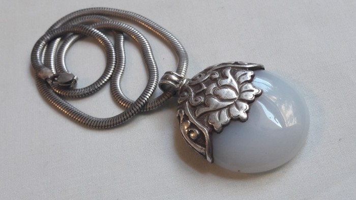 argint MEDALION MASIV OPULENT 1900 art nouveau FRANTA splendid UNIC pe Lant argint