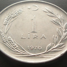 Moneda 1 LIRA - TURCIA, anul 1970 * cod 1413 B
