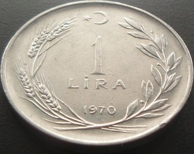Moneda 1 LIRA - TURCIA, anul 1970 * cod 1413 B foto