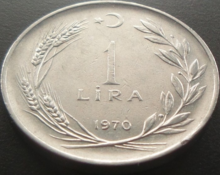 Moneda 1 LIRA - TURCIA, anul 1970 * cod 1413 B