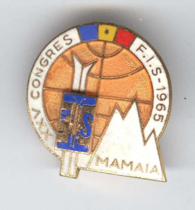 1965 MAMAIA Al 25 lea Congres FIS Federatia Internationala de Schi Insigna RARA