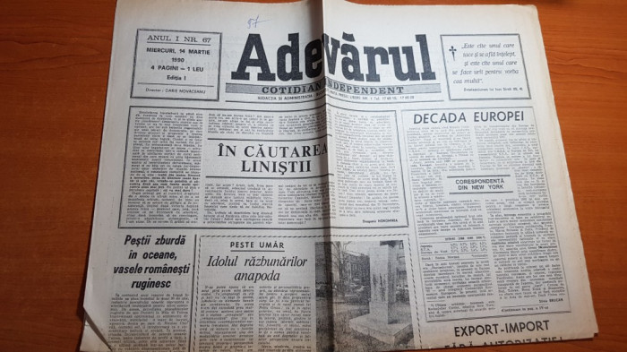 ziarul adevarul 14 martie 1990