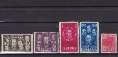 ROMANIA 1948 LP 236 CENTENARUL REVOLUTIEI DE LA 1848 SERIE MNH foto