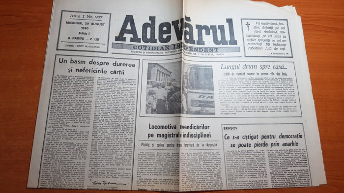 ziarul adevarul 29 august 1990-piata universitatii vazuta de partidele politice