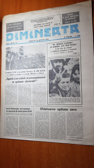 ziarul dimineata 21 aprilie 1990-vizita lui iliescu in oltenita si calarasi