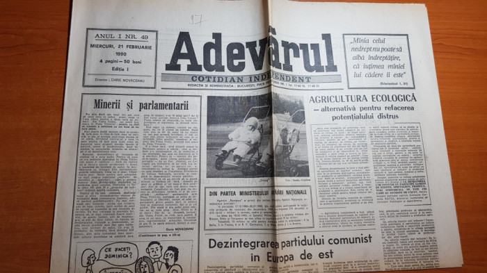 ziarul adevarul 21 februarie 1990-criza de locuinte,bucuresti 100.000 cereri