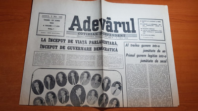 ziarul adevarul 29 iunie 1990-primul guvern legitim in jumatate de secol foto