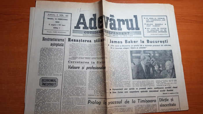 ziarul adevarul 13 februarie 1990-prolog la procesul de la timisoara