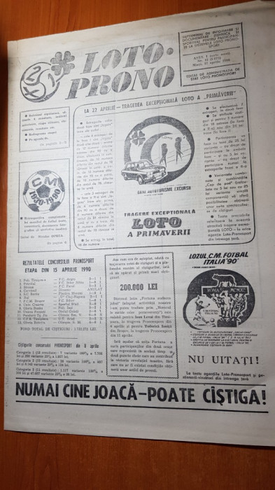 ziarul loto-prono 17 aprilie 1990