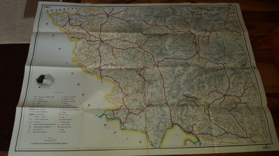harta turistica a romaniei format mare din anii &amp;#039;70 - 2 planse din 6( 1 si 2 ) foto