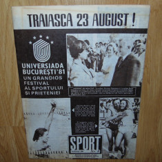 REVISTA SPORT NR:8 ANUL 1981 NADIA COMANECI