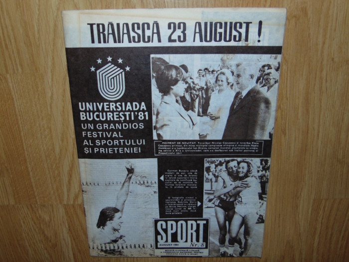 REVISTA SPORT NR:8 ANUL 1981 NADIA COMANECI