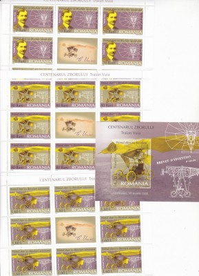 CENTENARUL TRAIAN VUIA 2006,MINISHEET + BLOC ,MNH ROMANIA . foto