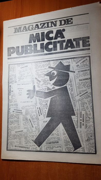 ziarul magazin de mica publicitate anul 1,nr, 1 martie 1990-prima aparitie