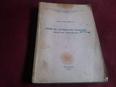 SORIN BERCESCU - COURS DE LITTERATURE FRANCAISE 1976 foto