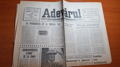 ziarul adevarul 10 martie 1990-articol despre minerii din valea jiului foto