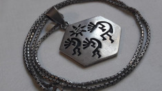 NAVAJO medalion argint AMERINDIAN simboluri Tribale HOPI rar VECHI + Lant argint foto