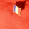 Insigna cu buton -Romania- Steag Tricolor , metal si email , L= 2,1 cm