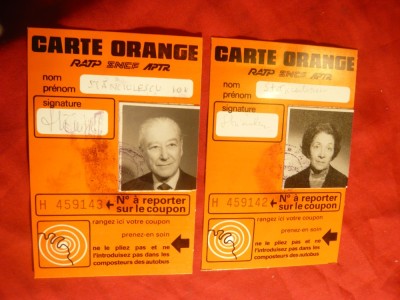 2 Carduri Orange pt Transport in Paris 1988 foto