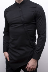 Camasa asimetrica neagra - LICHIDARE DE STOC - camasa slim fit - cod 27 foto