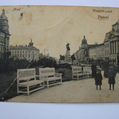 Carte postala circulata, Arad - Parcul 1918
