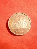 Medalie metal argintat -Castel Bergendorf , Banca Comerciala 1981 , d= 3 cm, Europa