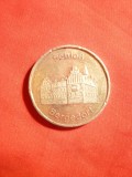Medalie metal argintat -Castel Bergendorf , Banca Comerciala 1981 , d= 3 cm