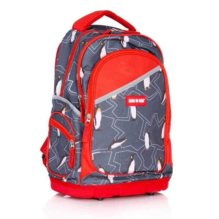 Rucsac Penguin Lamonza, Gri/Rosu foto mare Rucsac Penguin Lamonza, Gri/Rosu foto mare