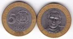 Republica Dominicana 2002 - 5 pesos, bimetal foto