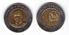 Republica Dominicana 2015 - 10 pesos, bimetal, aUNC foto