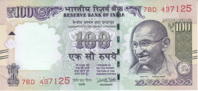 Bancnota India 100 Rupii 2017 - P105j UNC ( cu simbol nou pentru rupie ) foto