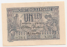 ROMANIA 1 LEU 1915 UNC SERIE 3 CIFRE foto