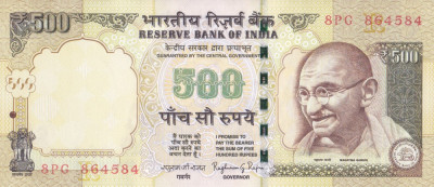 Bancnota India 500 Rupii 2015 - P106t UNC ( simbol nou pentru rupie - litera R ) foto