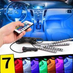 Kit Complet interior LED 4 x Benzi 12 SMD RGB cu telecomanda - 22cm AL-080817-21 foto