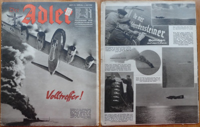 Revista Aviatiei Germane Luftwaffe , Der Adler , Nr. 13 , 1941 ,In limba germana foto