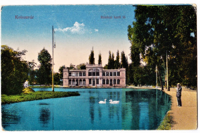 Cluj lacul cu lebede,chiosul,Kolozsvar Rakoczi kerti to ilustrata aprox 1917 foto