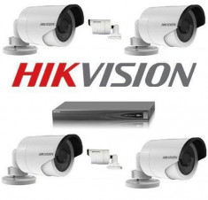 Kit NVR 4 Canale PoE 4 Camere Exterior Ip 3 Megapixeli Hikvision foto