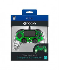 Controller Nacon Wired Illuminated Compact Light Edition Green Ps4 foto