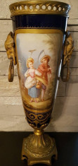 Amfora decorativa - portelan si bronz dore - Franta secol 19 foto