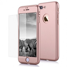 Husa FATA - SPATE pentru Iphone 7 ROSE-GOLD cu folie de protectie gratis foto