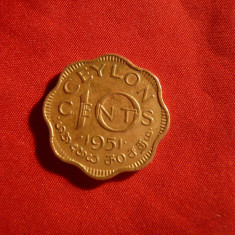 Moneda 10 Cent 1951 Ceilon - Colonie Britanica Rege George VI ,bronz