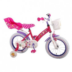 Bicicleta Pentru Fete 14 Inch, Cu Scaun Pentru Papusi, Roti Ajutatoare Si Cosulet, Minnie Mouse foto