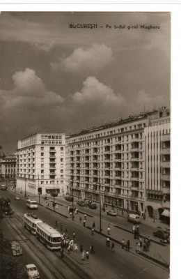 CPI B 10153 CARTE POSTALA - BUCURESTI. pe bulevardul g-ral MAGHERU, TRAMVAI, RPR foto